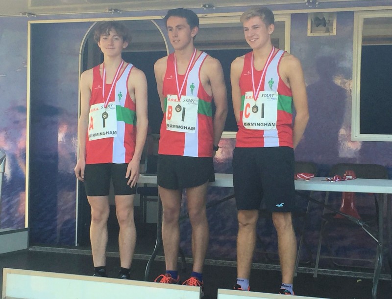 AFD U17 men collecting their team Bronze Medals at the National Road Relays.