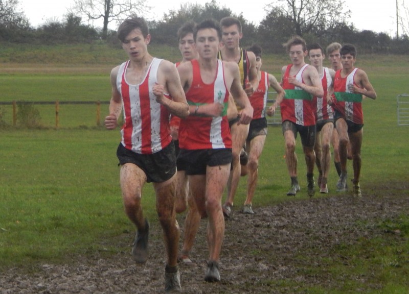 Leading group splashing in the mud.